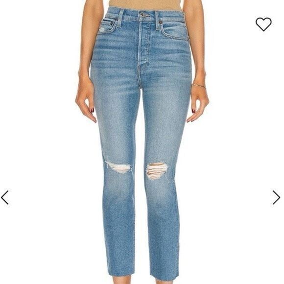 ✨Originals 90s High Rise Ankle Crop in Medium Destroyed 10 Sz. 26 RE/DONE✨ - Picture 5 of 11